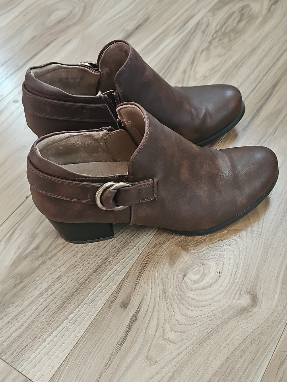 Soul Naturalizer Brown Leather Ankle Booties with Buckle Detail